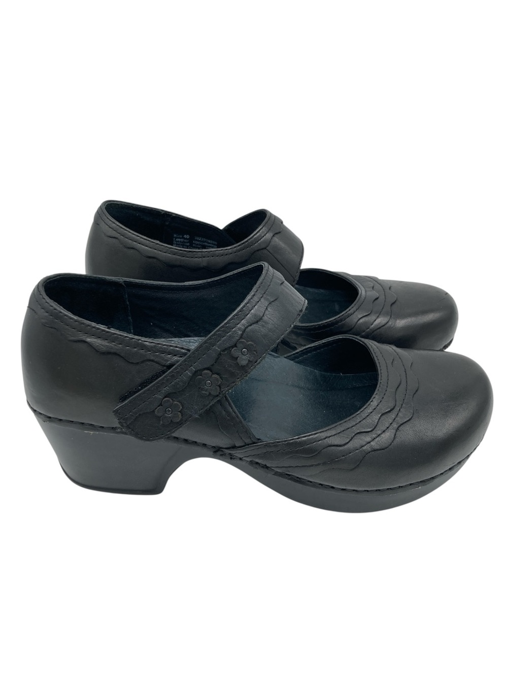 Dansko Harlow Black Leather Mary Jane Clogs EU 40